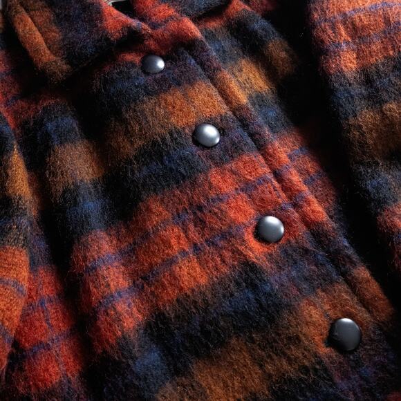 Yves Saint Laurent Diffusion Women’s Wool Coat Heritage Quiet Luxury Plaid Red M - Picture 14 of 14